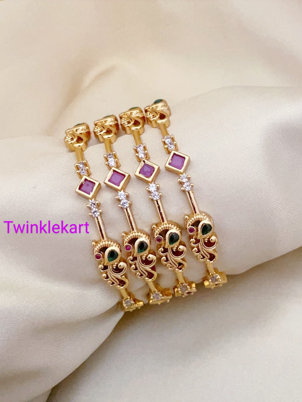 Peacock Green Purple Bangle Set