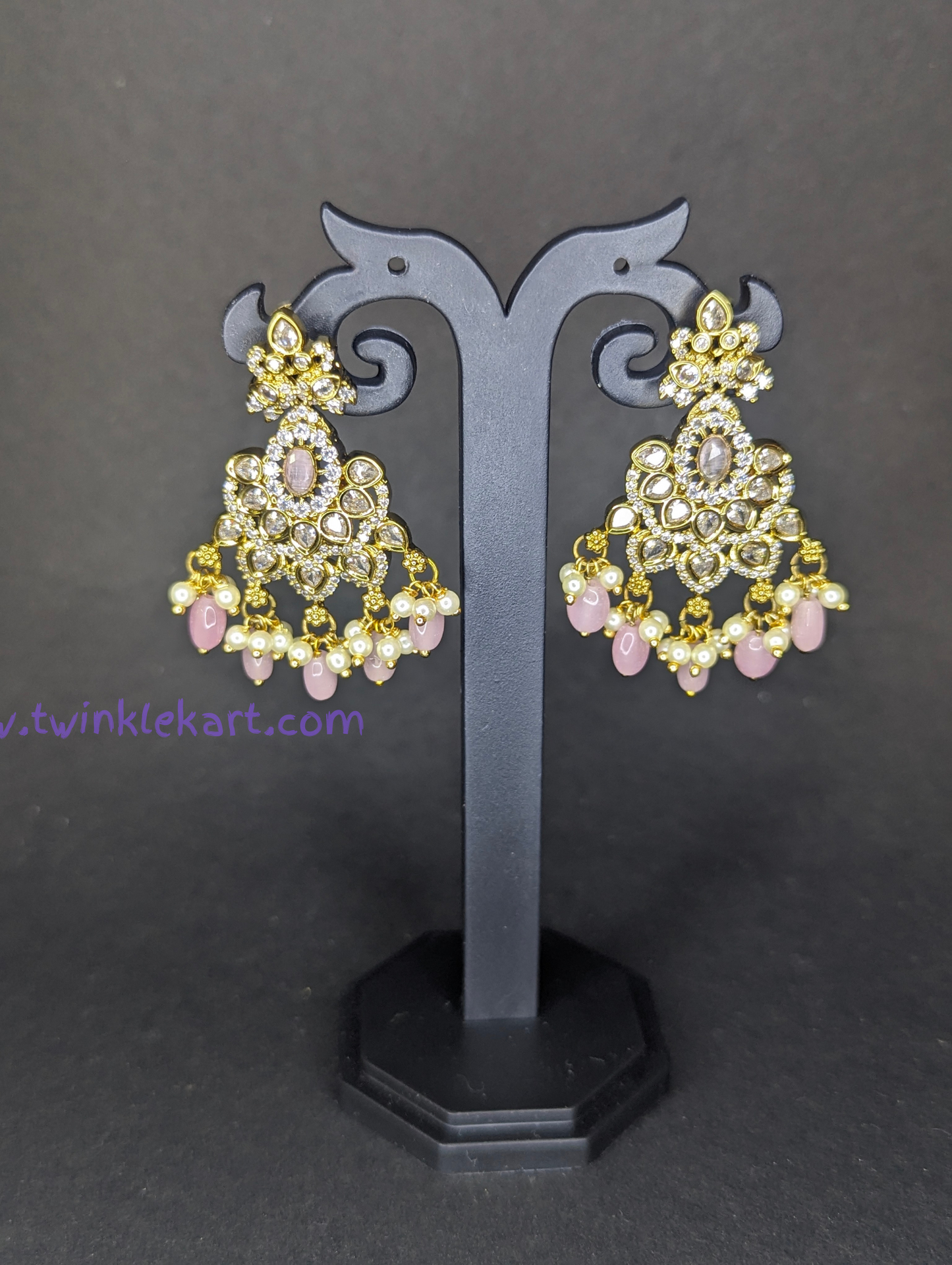 Premium Bridal Victorian Pink Necklace With Earrings