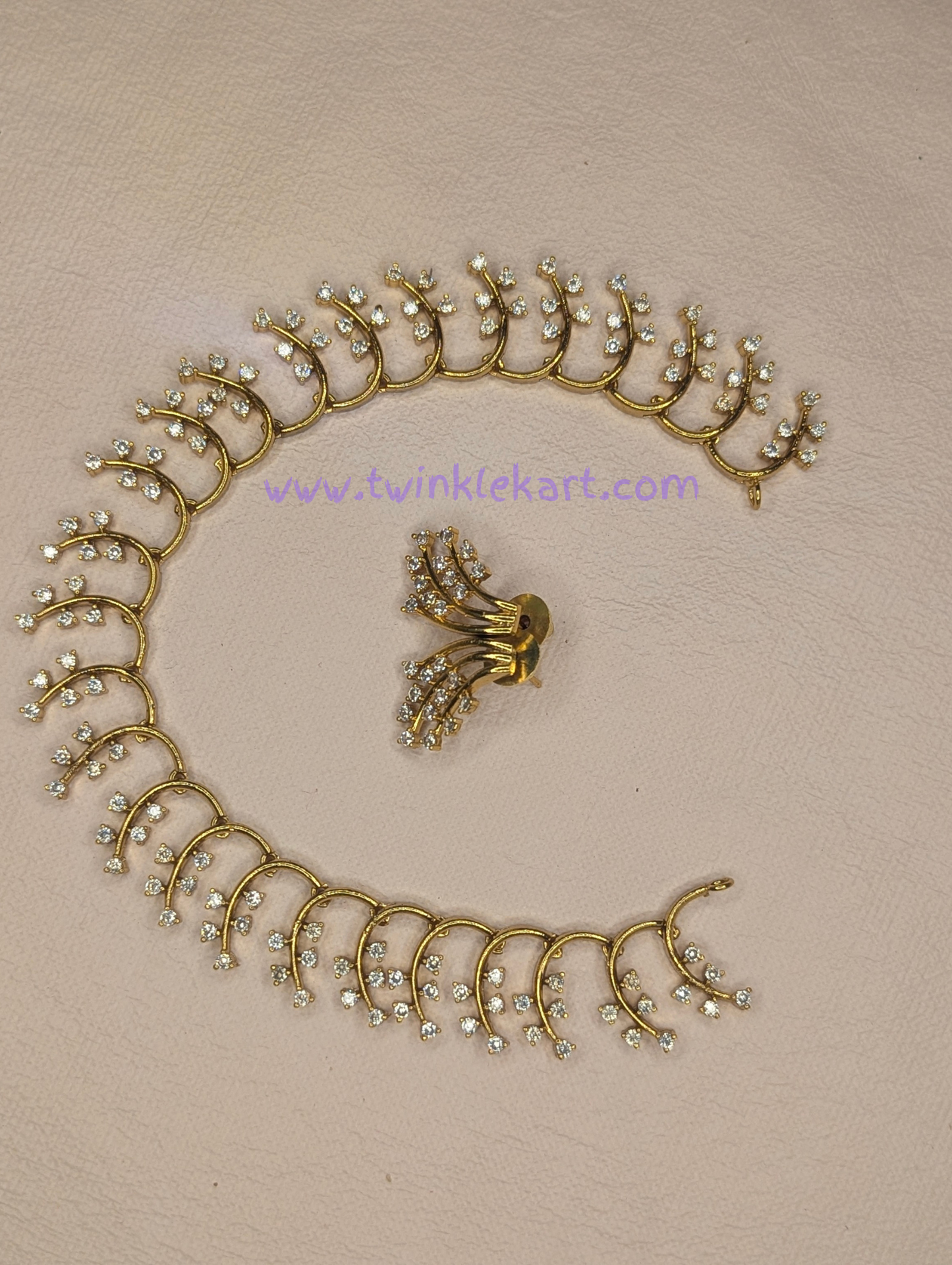 Premium Dainty Crystal Leaf Necklace With Earrings