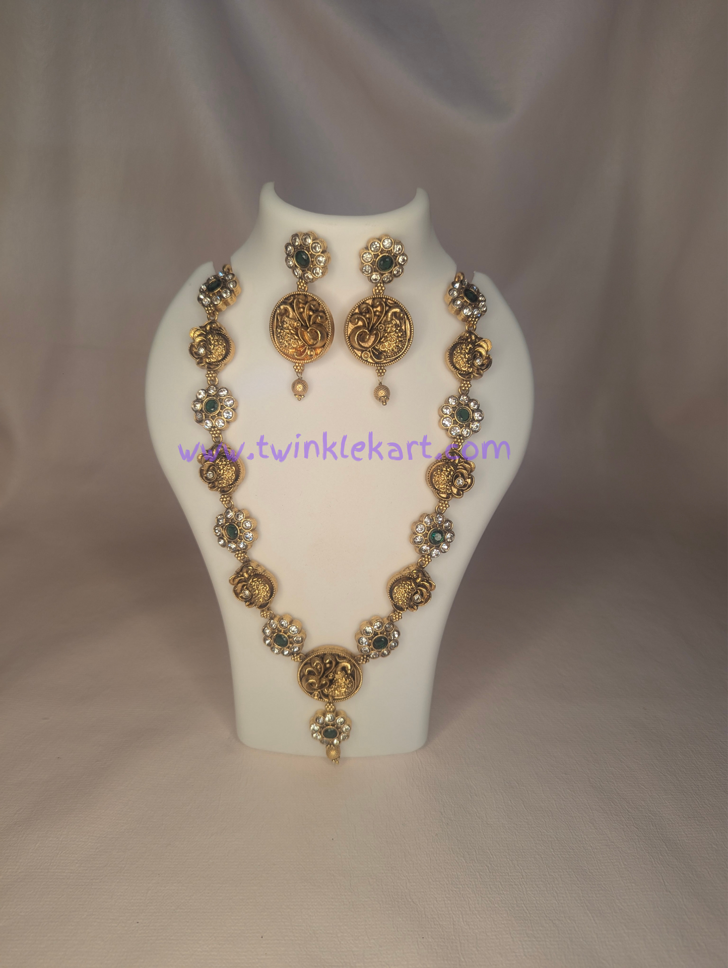Premium Peacock Coin Necklace With Earrings
