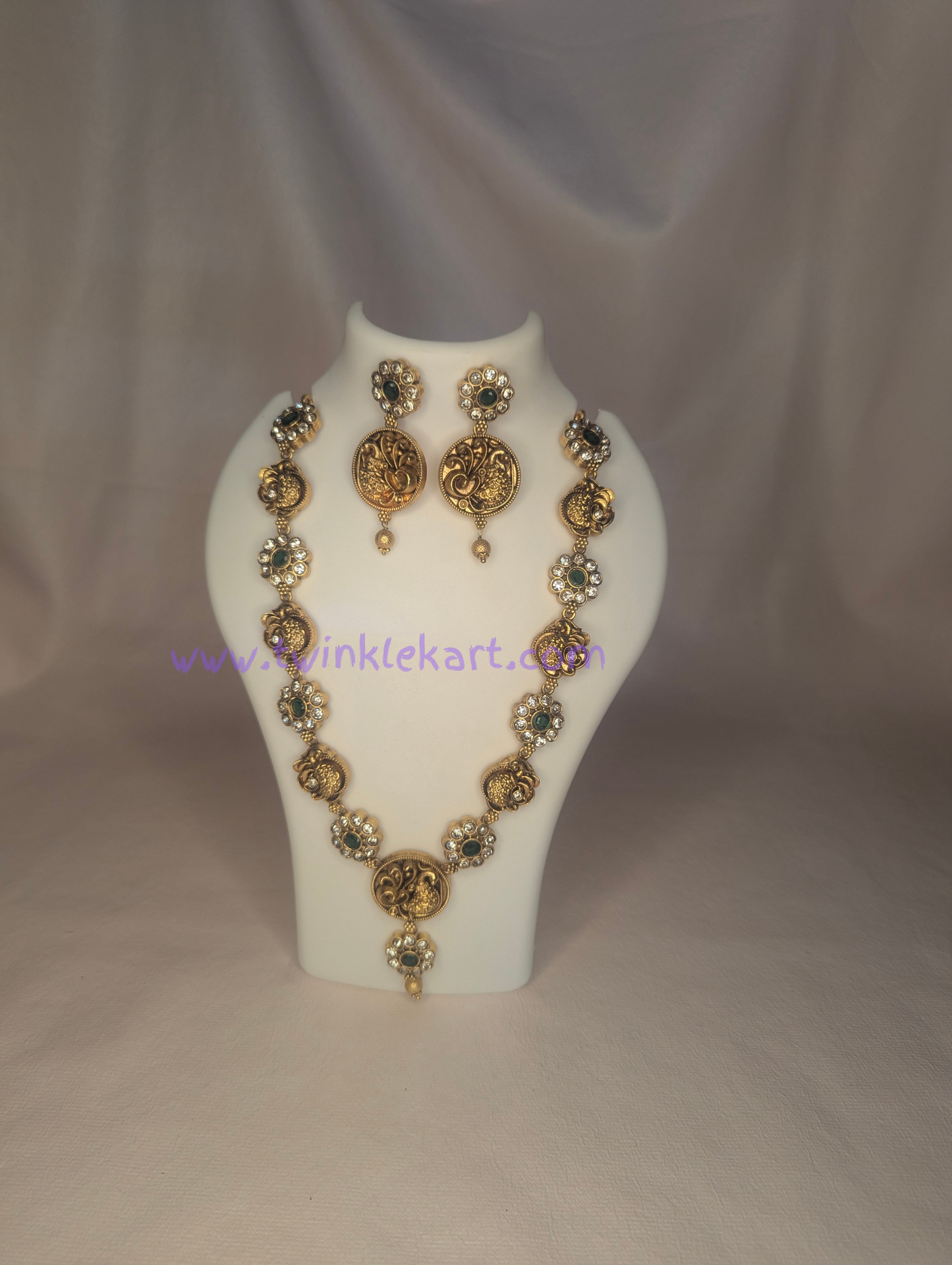 Premium Peacock Coin Necklace With Earrings