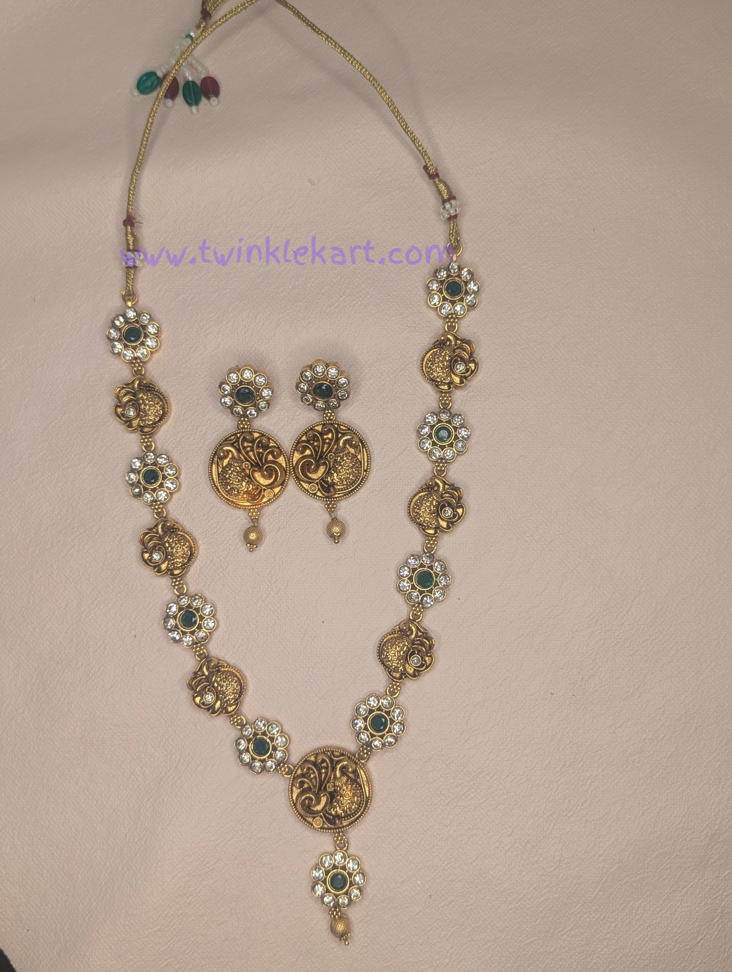 Premium Peacock Coin Necklace With Earrings