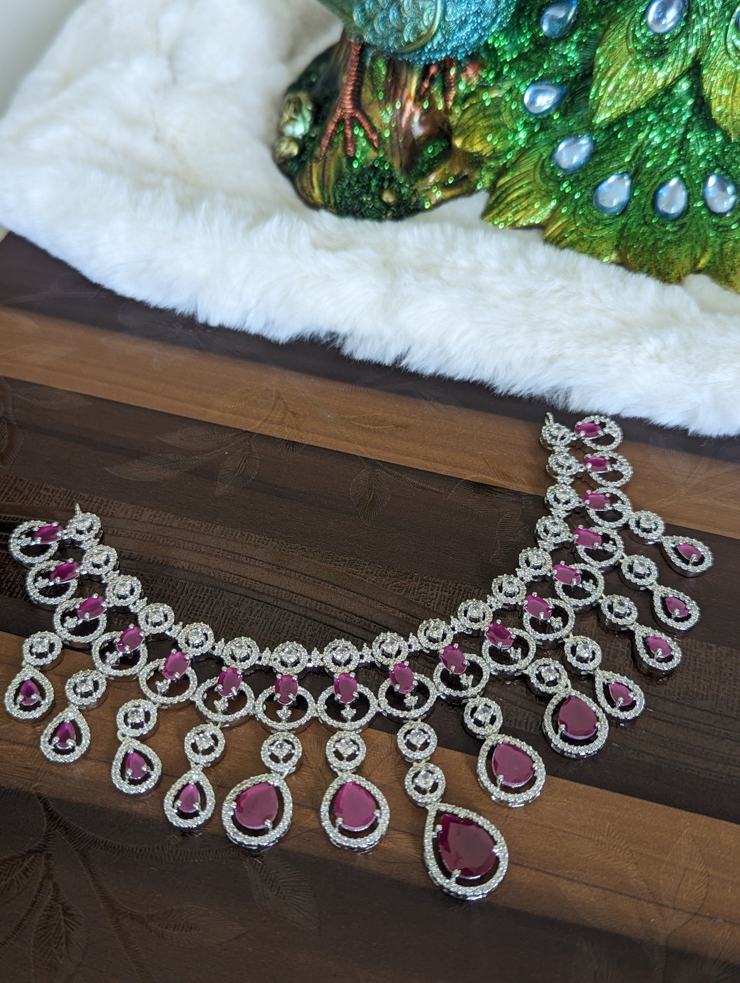 Premium Teardrop Twilight AD Ruby Necklace Set