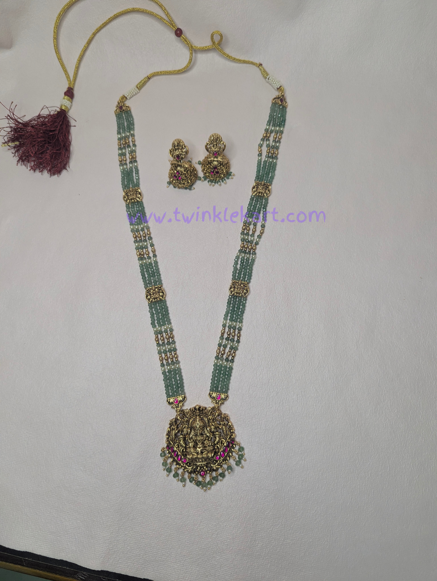 Premium MahaLakshmi Long Haram With Earrings