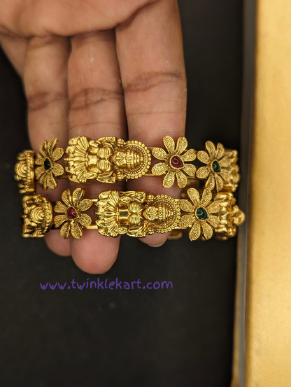 Premium Mahalakshmi on Lotus Bangle Set