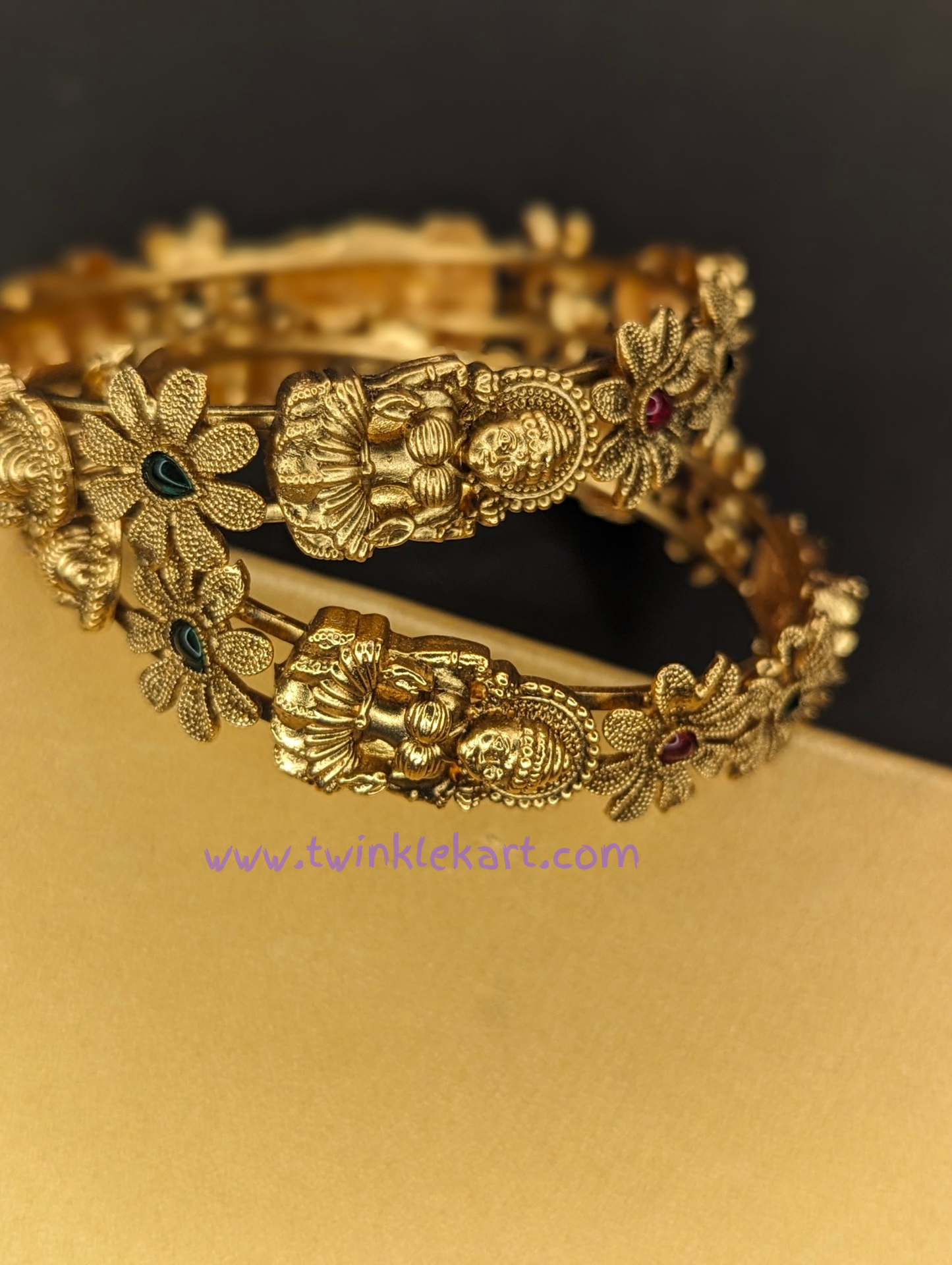 Premium Mahalakshmi on Lotus Bangle Set