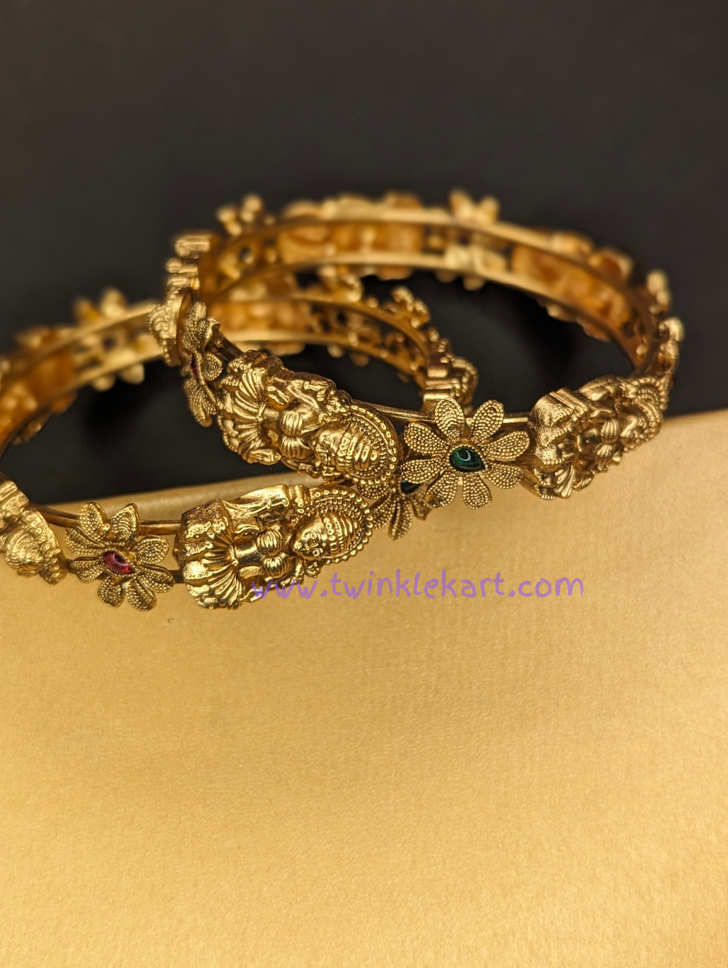 Premium Mahalakshmi on Lotus Bangle Set