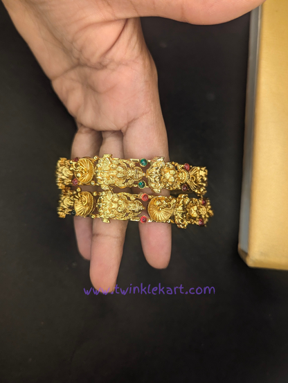 Premium Mahalakshmi With Kemp Stones Bangle Set