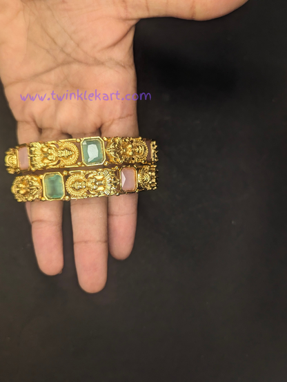 Premium Meenakshi Amman Multi Stone Bangle Set