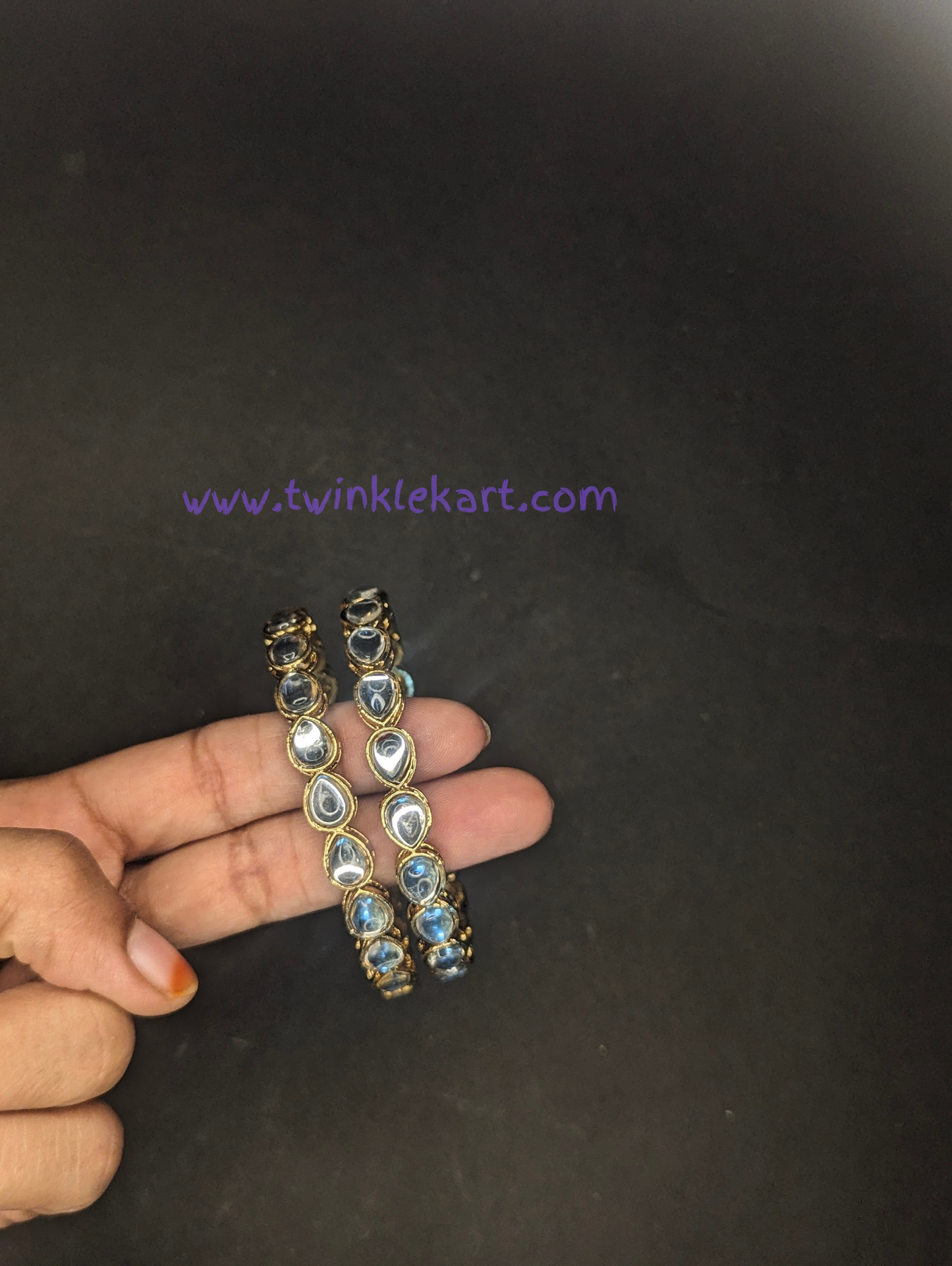 Kundan White Stone Bangle Set