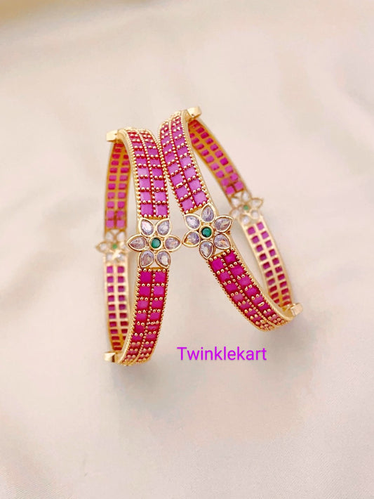 Pink Stone Luxury Bangle Set