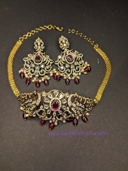 Premium Victorian Maroon Choker Set