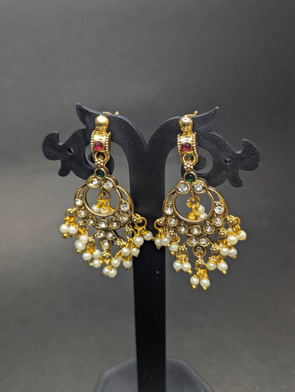 Matte Guttapusalu Long Haram With Earrings