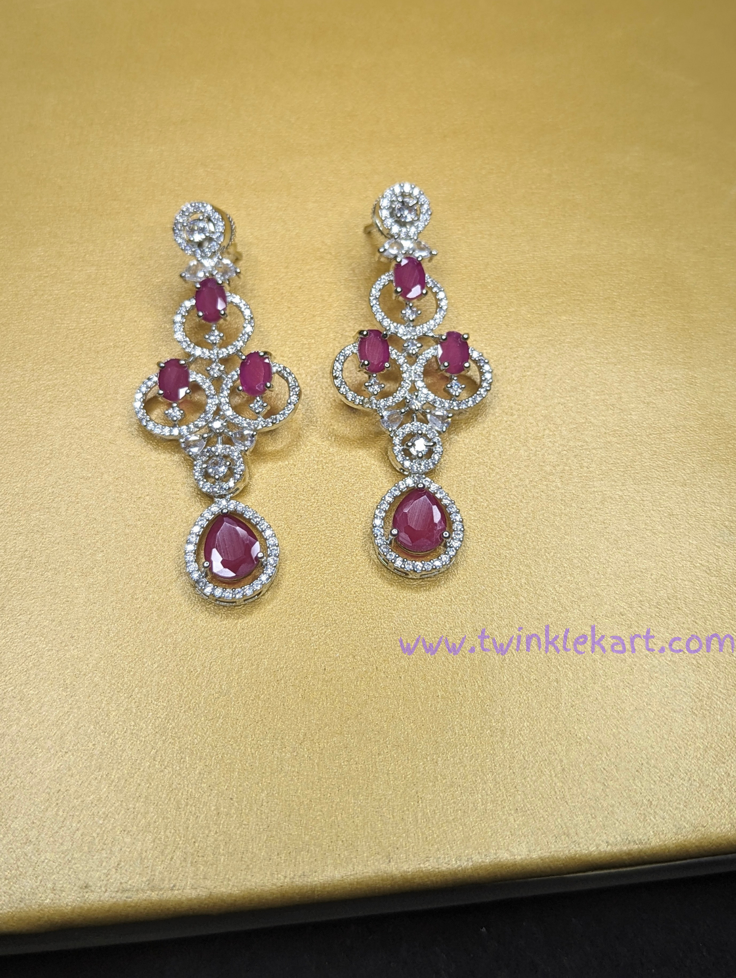 Premium Teardrop Twilight AD Ruby Necklace Set