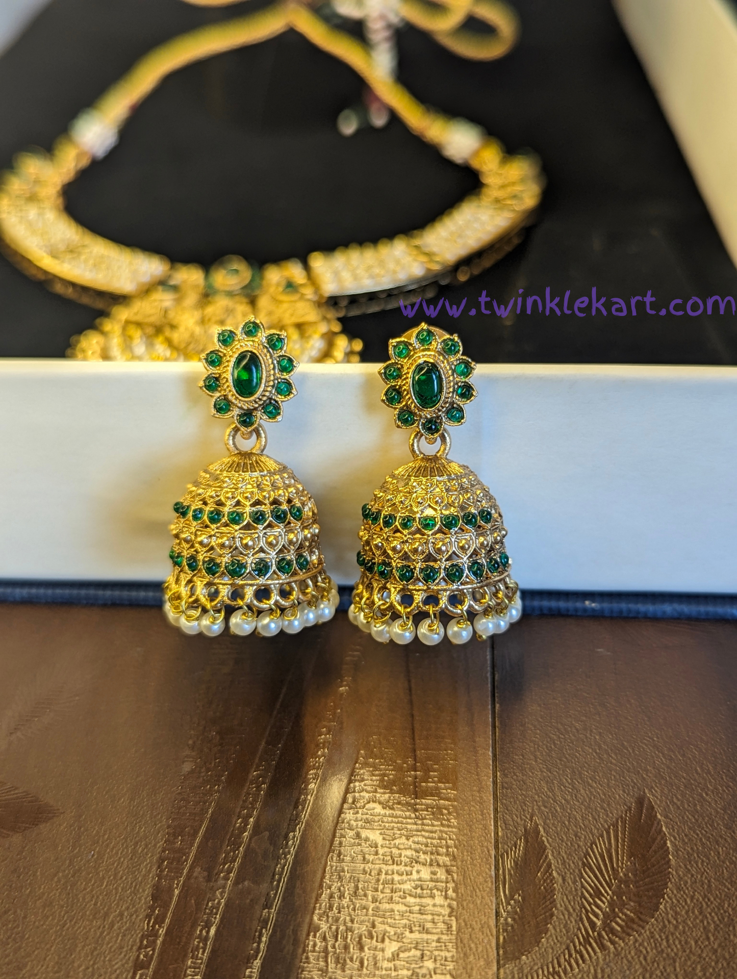 Premium Lakshmi Green Necklace Set