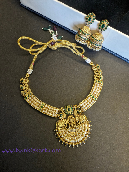 Premium Lakshmi Green Necklace Set