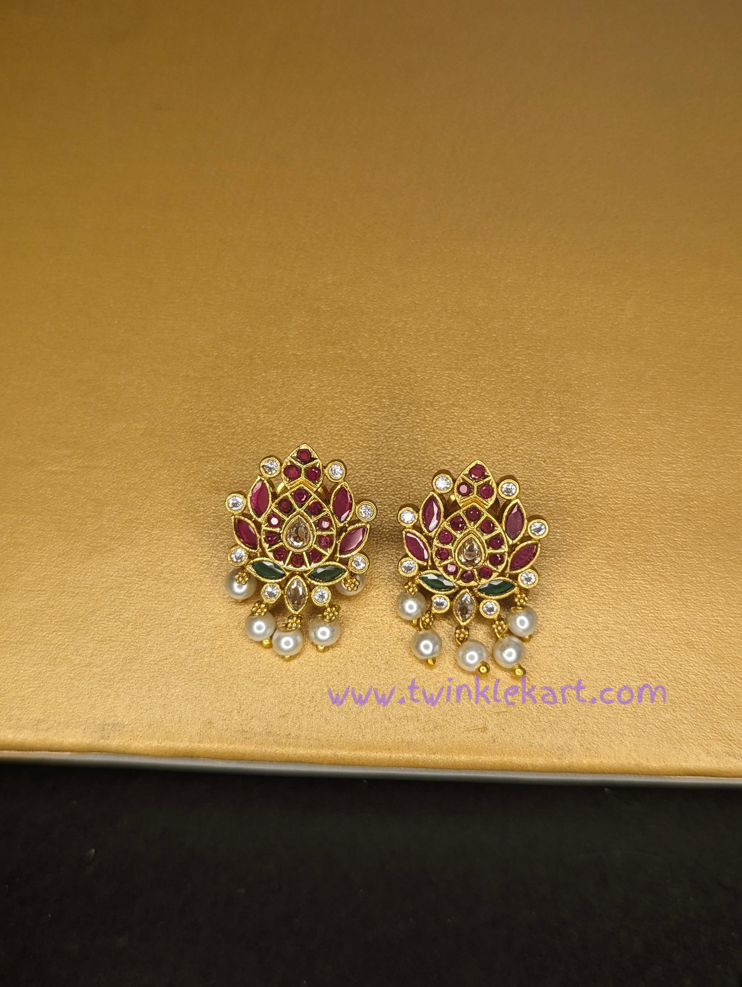 Premium Lakshmi on Lotus Guttapusalu Necklace with Earrings