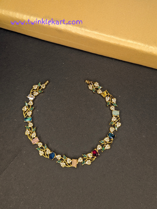 Multi Color Kemp Stone Necklace With Earrings