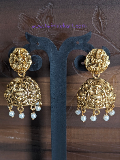 Unique 3D embossed Lakshmi Necklace With Earrings