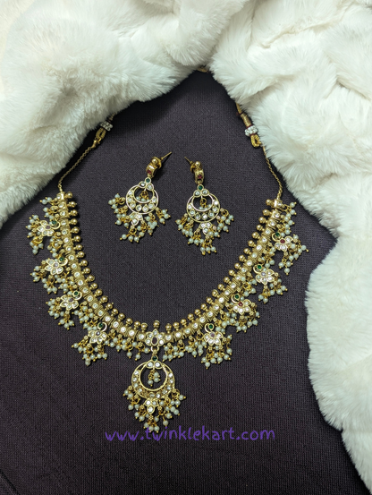 Matte Guttapusalu Necklace With Earrings