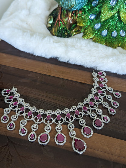 Premium Teardrop Twilight AD Ruby Necklace Set